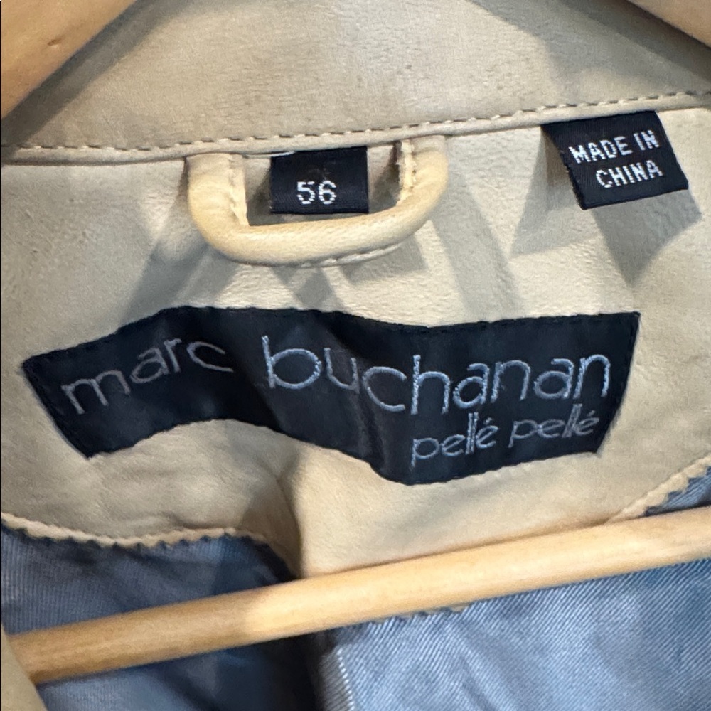 Vintage Marc Buchanan Pelle Pelle Tan 100% Leather Bomber Jckt Sz 56/46 U.S.XXL - Picture 9 of 15